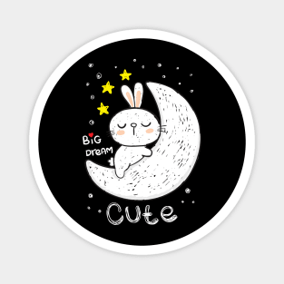 bunny sleeping moon Magnet